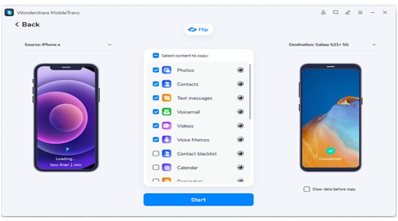 Step 4 Select files and folders you want to transferto the Samsung S22.